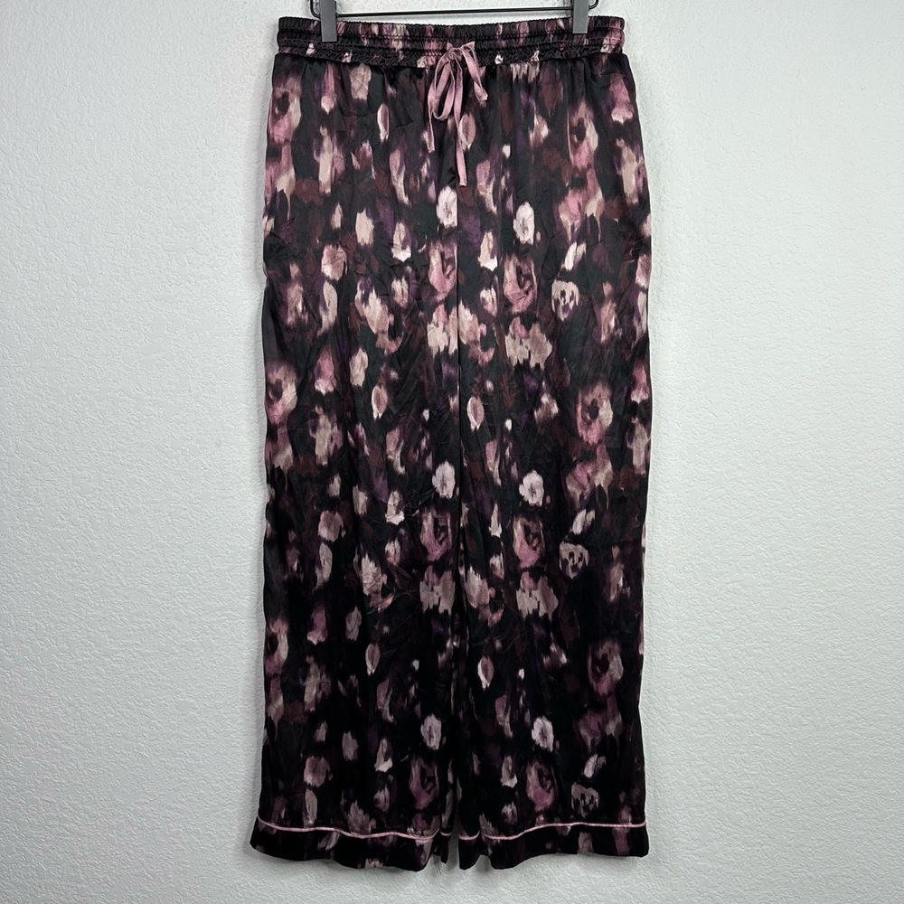 Jason Wu Pajama Pants Womens L Black Floral Elastic Waist Lounge Whimsygoth Boho